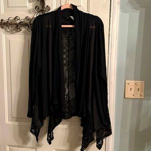 2XL Maria Gabrielle black lace and and sheer inserts cardigan